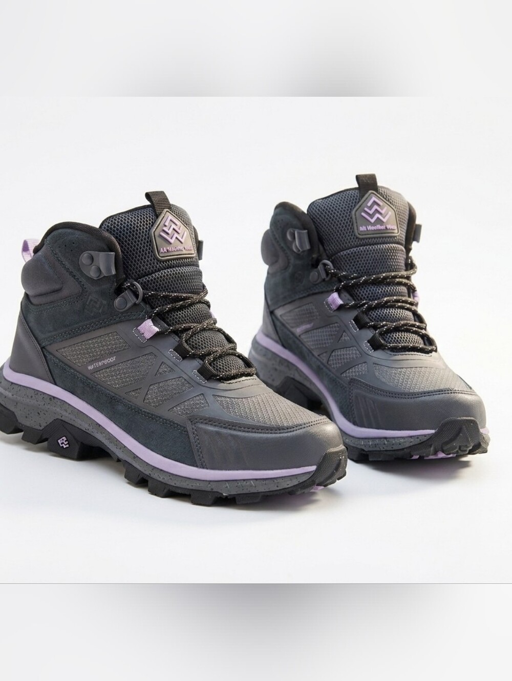 Hi-Tec Mauna Women’s Waterproof Hiking Boots Grey Lilac Purple Ankle Trail Sz 7